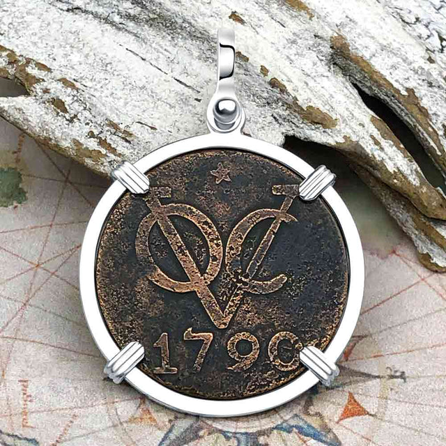 VOC - Dutch East India Company Shipwreck 1790 LARGE 2 Duit Sterling Silver Pendant