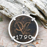 VOC - Dutch East India Company Shipwreck 1790 LARGE 2 Duit Sterling Silver Pendant