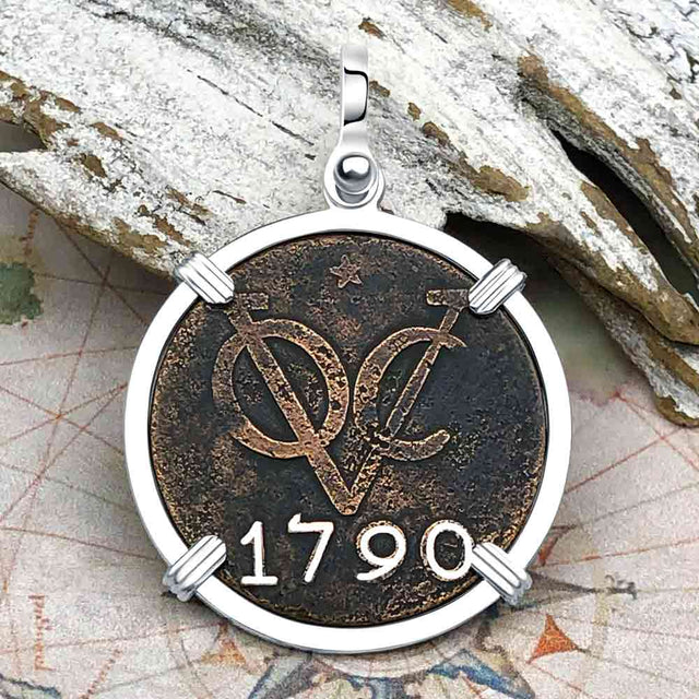 VOC - Dutch East India Company Shipwreck 1790 LARGE 2 Duit Sterling Silver Pendant
