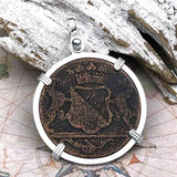 VOC - Dutch East India Company Shipwreck 1790 LARGE 2 Duit Sterling Silver Pendant
