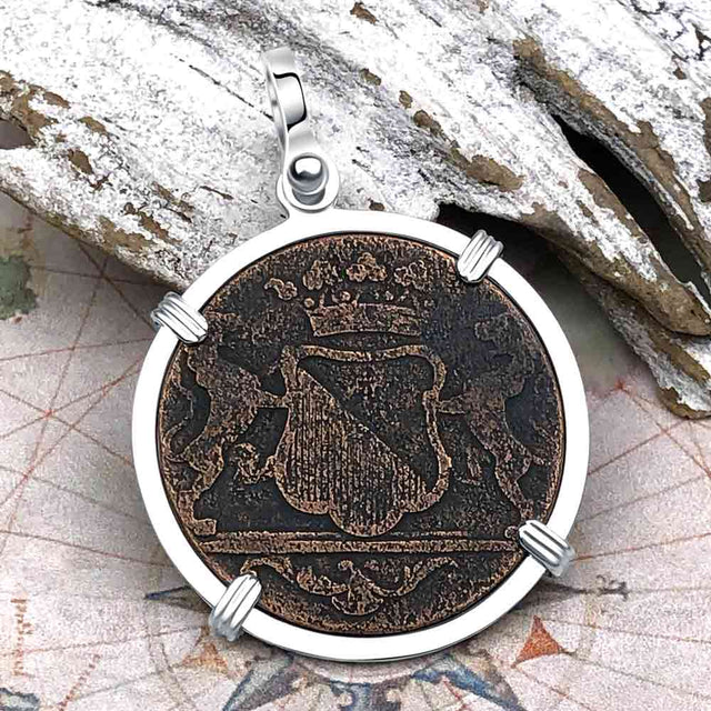 VOC - Dutch East India Company Shipwreck 1790 LARGE 2 Duit Sterling Silver Pendant
