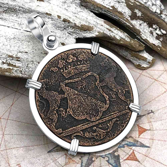 VOC - Dutch East India Company Shipwreck 1790 LARGE 2 Duit Sterling Silver Pendant