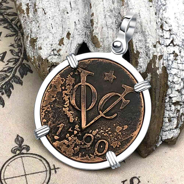 VOC - Dutch East India Company Shipwreck 1790 LARGE 2 Duit Sterling Silver Pendant