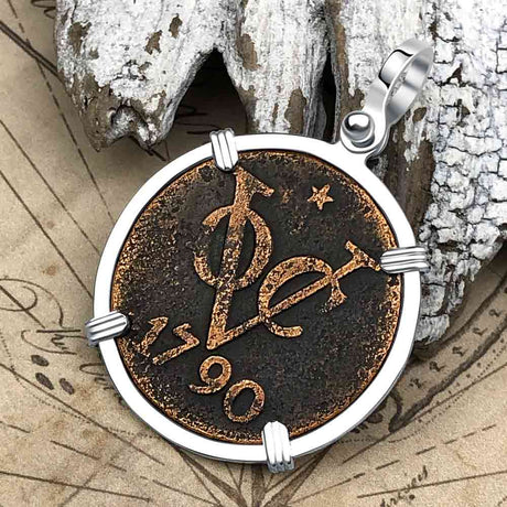 VOC - Dutch East India Company Shipwreck 1790 LARGE 2 Duit Sterling Silver Pendant