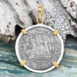 Dutch East India Company 1785 Silver 6 Stuiver Ship Shilling "I Struggle and Survive" 14K Gold & Sterling Silver Pendant