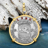 Dutch East India Company 1790 Silver 6 Stuiver Ship Shilling "I Struggle and Survive" 14K Gold Pendant