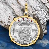 Dutch East India Company 1773 Silver 6 Stuiver Ship Shilling "I Struggle and Survive" 14K Gold Pendant
