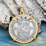Dutch East India Company 1769 Silver 6 Stuiver Ship Shilling "I Struggle and Survive" 14K Gold Pendant