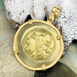 Byzantine Jesus Christ Histamenon Gold Coin Circa 1071 AD 18K Gold Pendant
