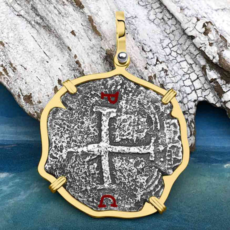1679 Consolacion Shipwreck Pirate Era 8 Reale Cob Piece of 8 14K Gold Pendant