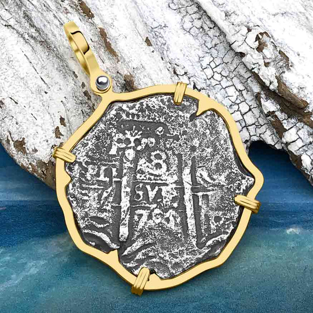 1679 Consolacion Shipwreck Pirate Era 8 Reale Cob Piece of 8 14K Gold Pendant