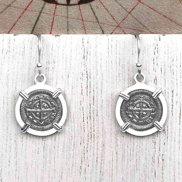 Medieval Hungary 1140 AD Cross of Faith & Perseverance Sterling Silver Earrings