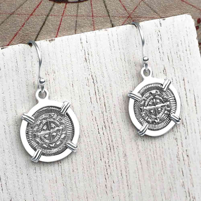 Medieval Hungary 1140 AD Cross of Faith & Perseverance Sterling Silver Earrings