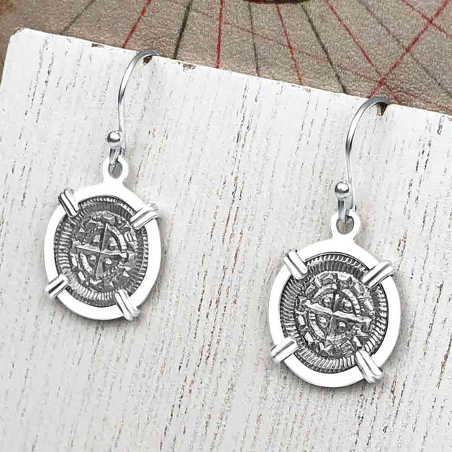 Medieval Hungary 1140 AD Cross of Faith & Perseverance Sterling Silver Earrings