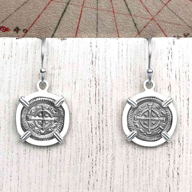 Medieval Hungary 1140 AD Cross of Faith & Perseverance Sterling Silver Earrings