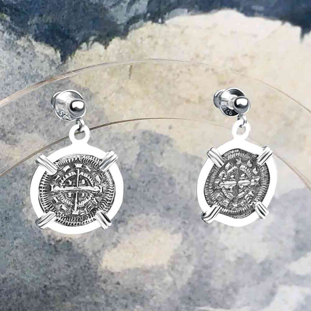 Medieval Hungary 1140 AD Cross of Faith & Perseverance Sterling Silver Post Earrings