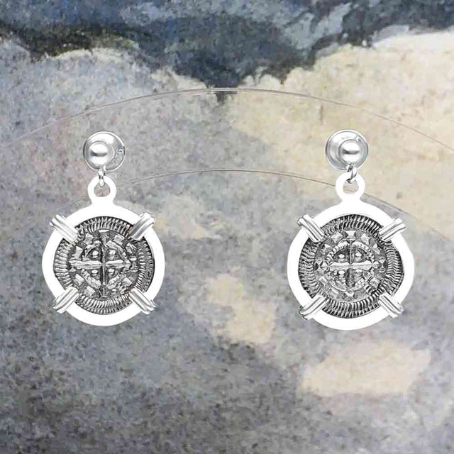 Medieval Hungary 1140 AD Cross of Faith & Perseverance Sterling Silver Post Earrings