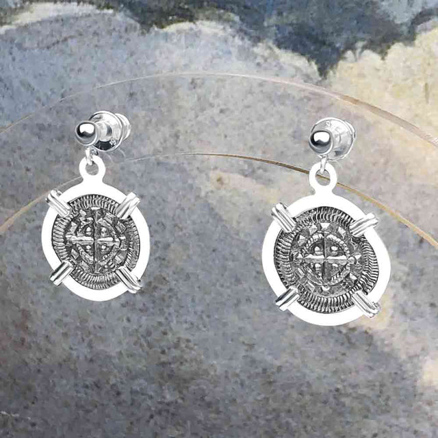 Medieval Hungary 1140 AD Cross of Faith & Perseverance Sterling Silver Post Earrings