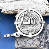 Roman Republic Silver Denarius Serratus 82 BC Jupiter & Victory Sterling Silver Pendant