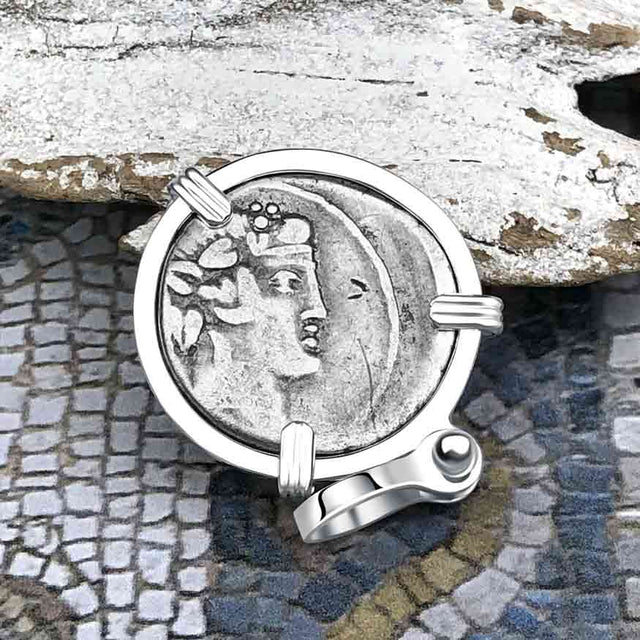 Roman Republic Silver Denarius 90 BC Pegasus Sterling Silver Pendant