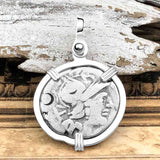 Roman Republic Silver Denarius 140 BC Roma & Victory Sterling Silver Pendant