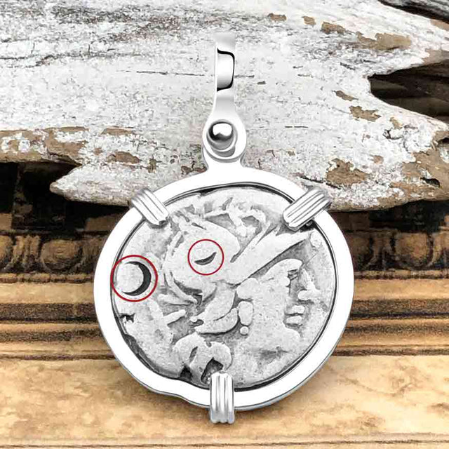 Roman Republic Silver Denarius 140 BC Roma & Victory Sterling Silver Pendant