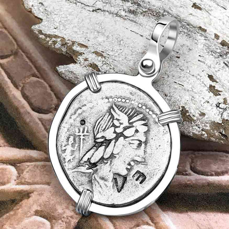 Roman Republic Silver Denarius 85 BC Apollo and Victory Sterling Silver Pendant