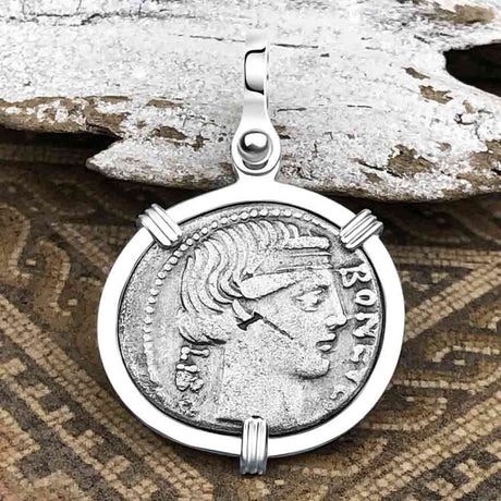 Roman Republic Silver Denarius 62 BC Bonus Eventus - Success & Good Fortune Sterling Silver Pendant