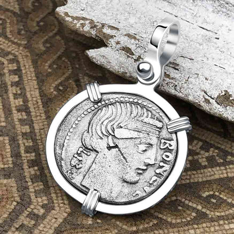 Roman Republic Silver Denarius 62 BC Bonus Eventus - Success & Good Fortune Sterling Silver Pendant