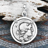 Roman Republic Silver Denarius 78 BC Attis and Cybele the Goddess of Motherhood Sterling Silver Pendant
