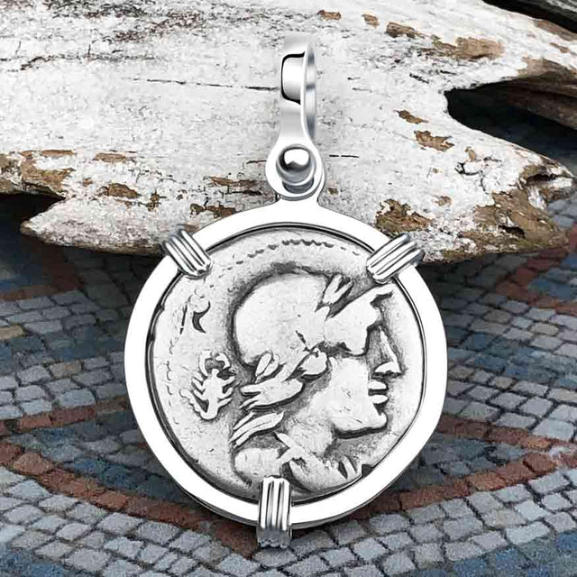 Roman Republic Silver Denarius 78 BC Attis and Cybele the Goddess of Motherhood Sterling Silver Pendant