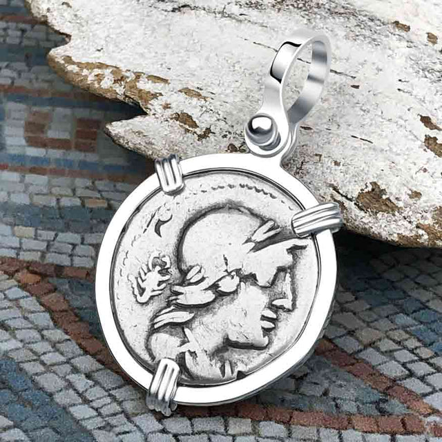 Roman Republic Silver Denarius 78 BC Attis and Cybele the Goddess of Motherhood Sterling Silver Pendant