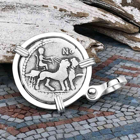 Roman Republic Silver Denarius 78 BC Attis and Cybele the Goddess of Motherhood Sterling Silver Pendant