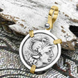 Roman Republic Silver Denarius 149 BC Roma and Victory 14K Gold and Sterling Silver Pendant