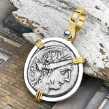 Roman Republic Silver Denarius 49 BC Salus, the Goddess of Prosperity 14K Gold and Sterling Silver Pendant
