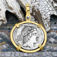 Roman Republic Silver Denarius 85 BC Apollo and Victory 14K Gold Pendant