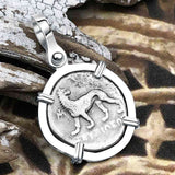 Ancient Greek Lion & Apollo Miletos Silver Drachm 350 BC Sterling Silver Pendant