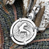 Ancient Greek Lion & Apollo Miletos Silver Drachm 350 BC Sterling Silver Pendant
