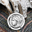 Ancient Greek Lion & Apollo Miletos Silver Drachm 350 BC Sterling Silver Pendant