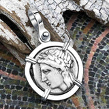 Ancient Greek Lion & Apollo Miletos Silver Drachm 350 BC Sterling Silver Pendant