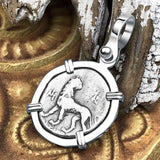 Ancient Greek Lion & Apollo Miletos Silver Drachm 350 BC Sterling Silver Pendant