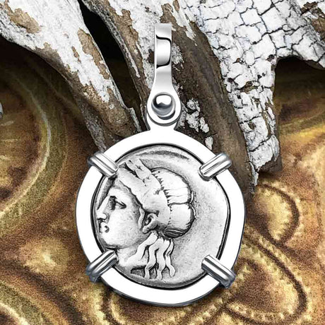 Ancient Greek Lion & Apollo Miletos Silver Drachm 350 BC Sterling Silver Pendant