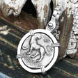 Ancient Greek Lion & Apollo Miletos Silver Drachm 350 BC Sterling Silver Pendant