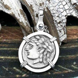 Ancient Greek Lion & Apollo Miletos Silver Drachm 350 BC Sterling Silver Pendant