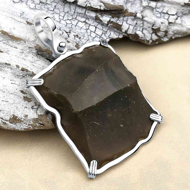 Queen Shipwreck 1790s British East India Company Brown Bess Musket Flint Sterling Silver Necklace
