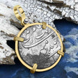 Taj Mahal Sunken Treasure - Arthur C Clarke's 1702 Shipwreck 1 Rupee Silver Coin 14K Gold Pendant