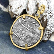 Taj Mahal Sunken Treasure - Arthur C Clarke's 1702 Shipwreck 1 Rupee Silver Coin 14K Gold Pendant