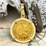 1750 Spanish Gold Portrait Half Escudo - the Legendary Pirate Era Doubloon - 18K Gold Pendant
