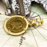 1750 Spanish Gold Portrait Half Escudo - the Legendary Pirate Era Doubloon - 18K Gold Pendant