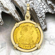 1778 Spanish Gold Portrait One Escudo - the Legendary Pirate Era Doubloon - 18K Gold Pendant